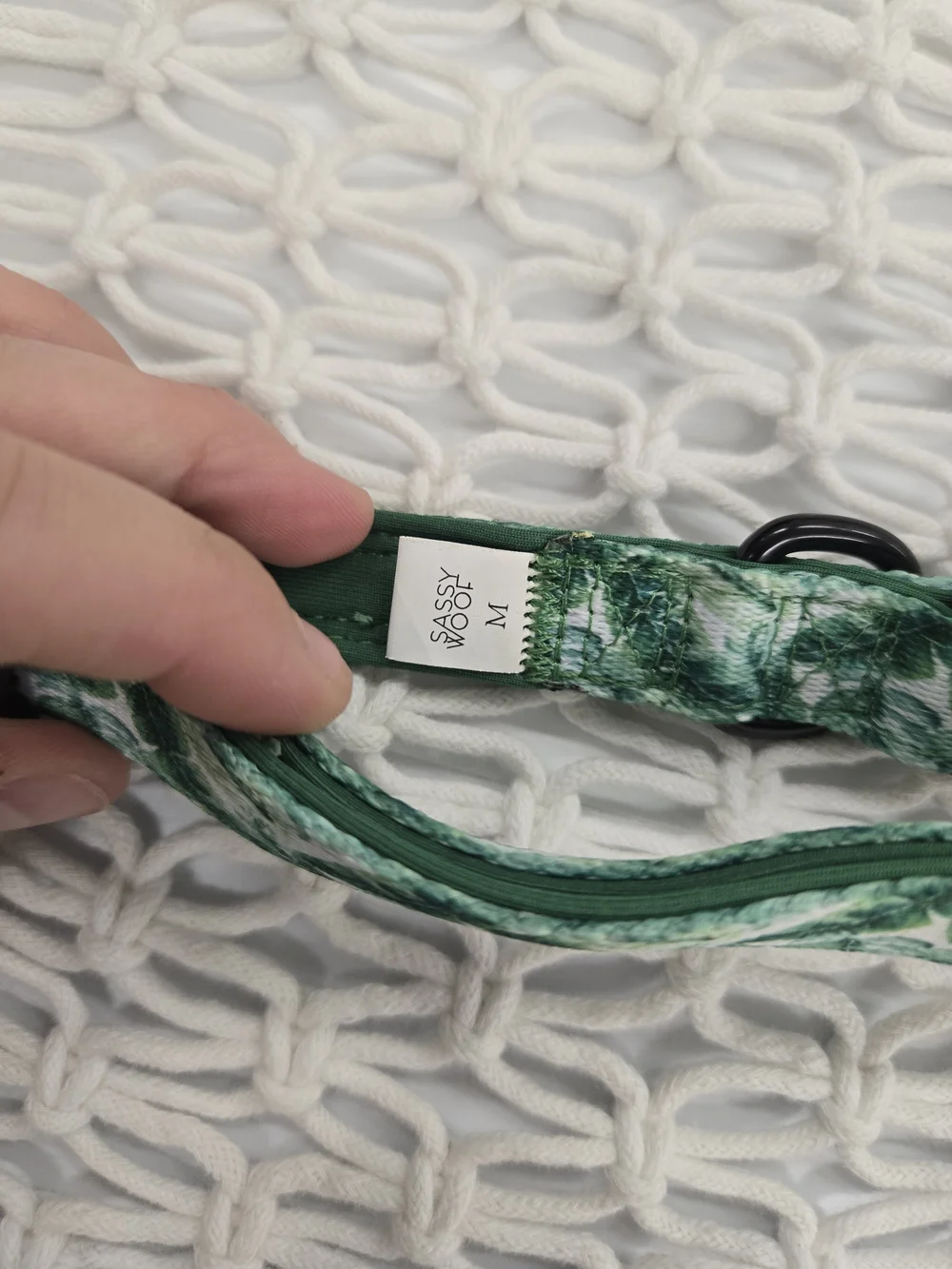 Sassy Woof Green Leaf Pattern Dog Collar - MEDIUM